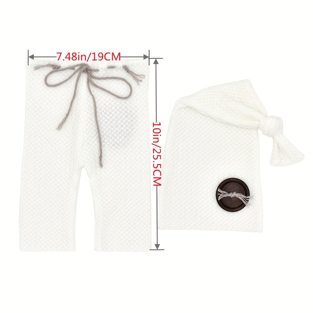 Baby Boy 2-Piece Pants and Cap Set Cotton Photo Outfit