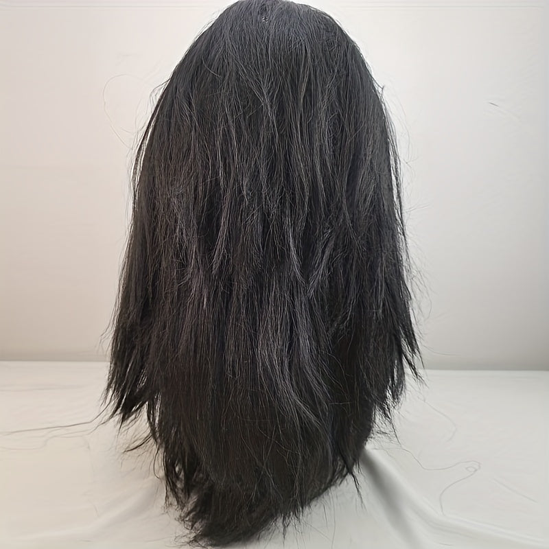 Set of 3 Men's Long Black Wigs and Beards for Halloween Caveman Costume