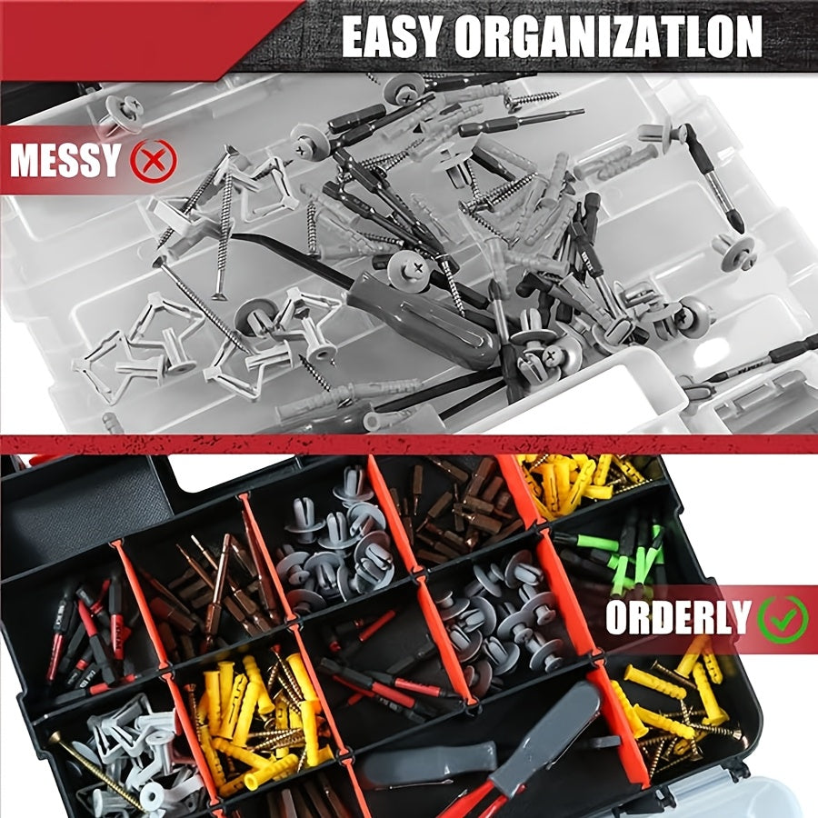 Small Parts Organizer with 34 Compartments Removable Dividers Waterproof Hardware Storage