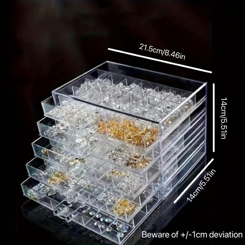 Transparent Jewelry Drawer Organizer Box with 120 Compartments for Rings Earrings and Necklaces