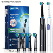 4 Pack Replacement Brush Heads for Sonic Electric Toothbrush Soft Nylon Bristles Rechargeable USB Powered