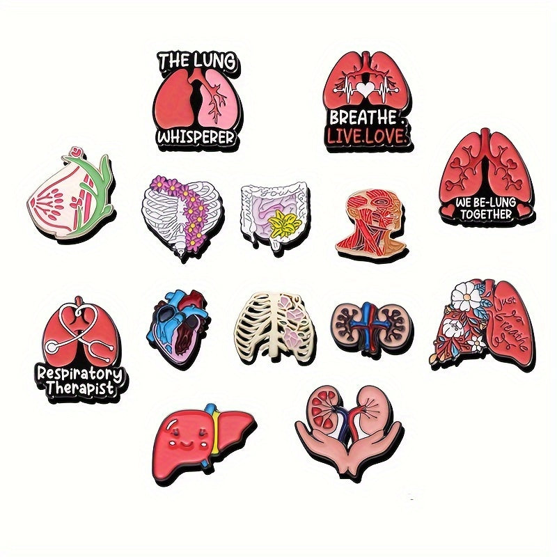 Do'stlar uchun sovg'a: 14 ta tana tuzilishi metall yodgorlik pinlari bilan Hip Hop brosh to'plami, rucksack, shlyapa yoki kiyimda bezatish uchun. Zargarlik ishqibozlari uchun mukammal.