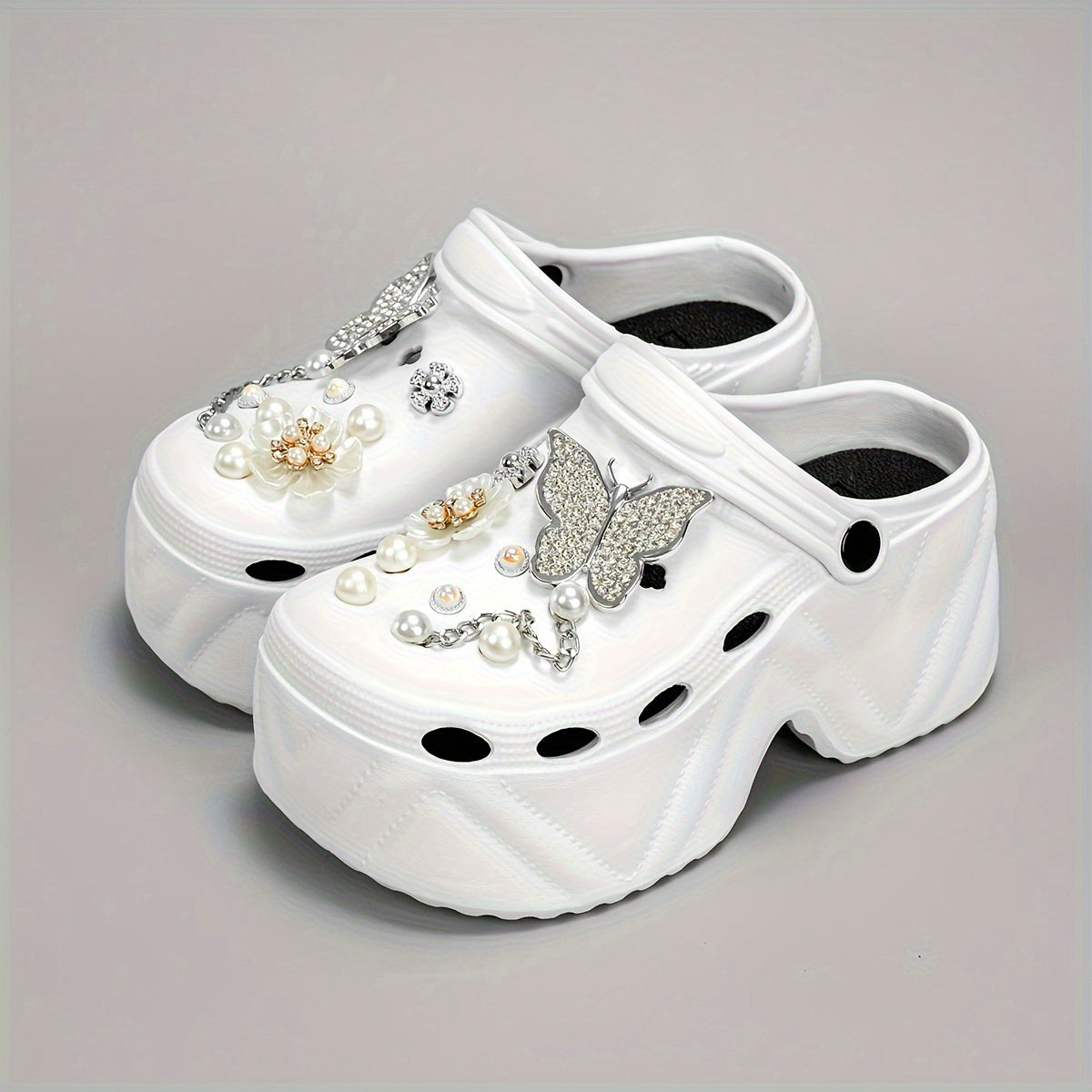 Women's Butterfly Flower High Heel Shoes Breathable EVA Casual