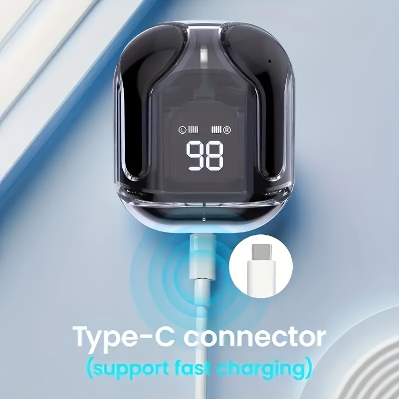Wireless Earbuds with Touch Volume Control Plastic Compact Rechargeable Type-C Charging