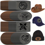 60 Pieces of Faux Leather Patches for Hats and Clothing with Adhesive Backing and Laser Engraving Blanks