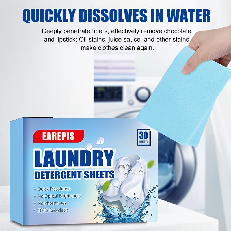 Hojas de detergente para ropa con eliminación de manchas y aroma fresco para hogar, viajes en RV, livianas y portátiles