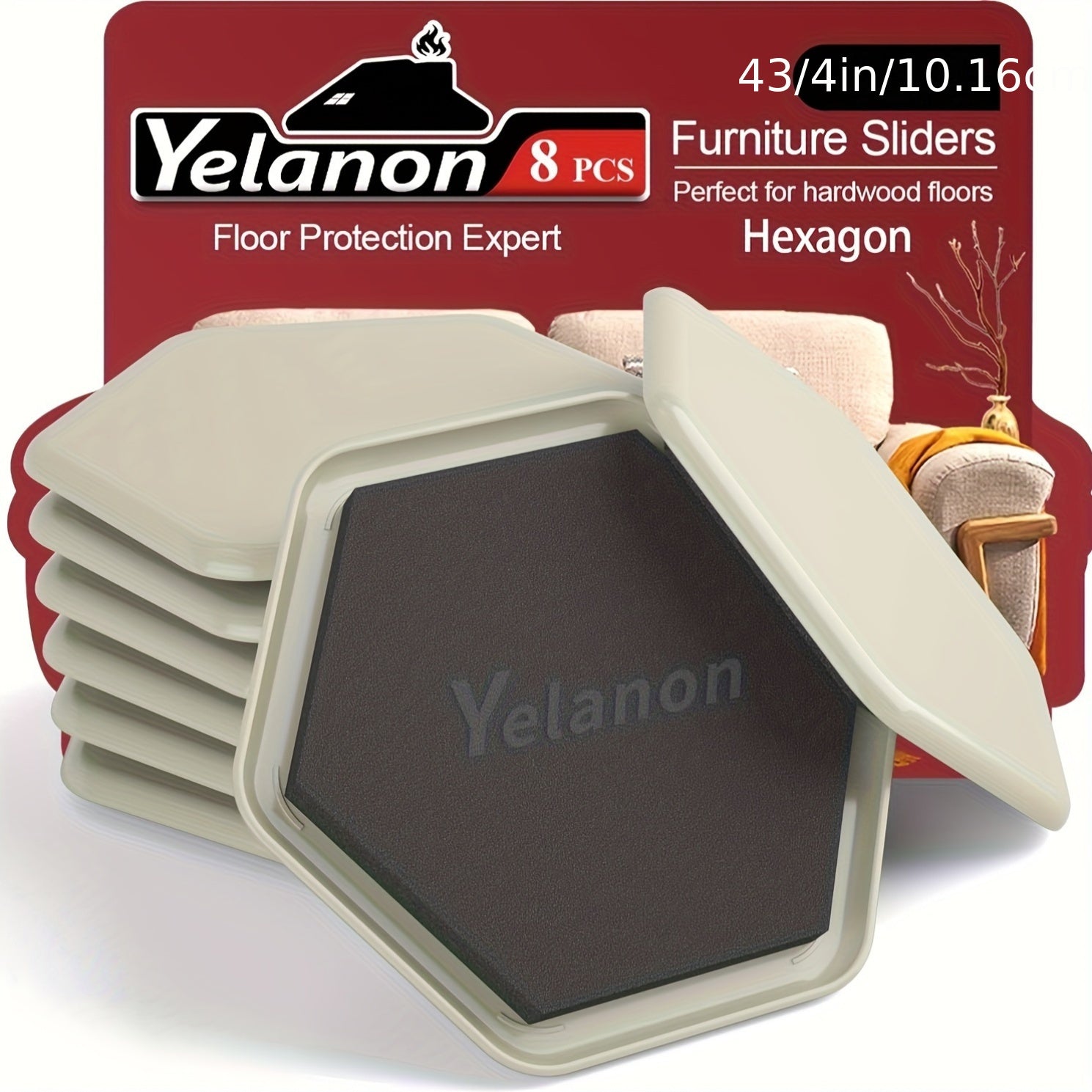 8 ta kuchli mebel slayderlari to'plami - gilamlar uchun olti burchakli plastik ko'chiruvchilar, polni himoya qilish uchun qayta ishlatilishi mumkin, mebel oyoqlarini osonlik bilan sirg'aladi.