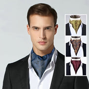 Men's Autumn Winter Double-Layer Paisley Pattern Collared Shirt Scarf for Casual Formal