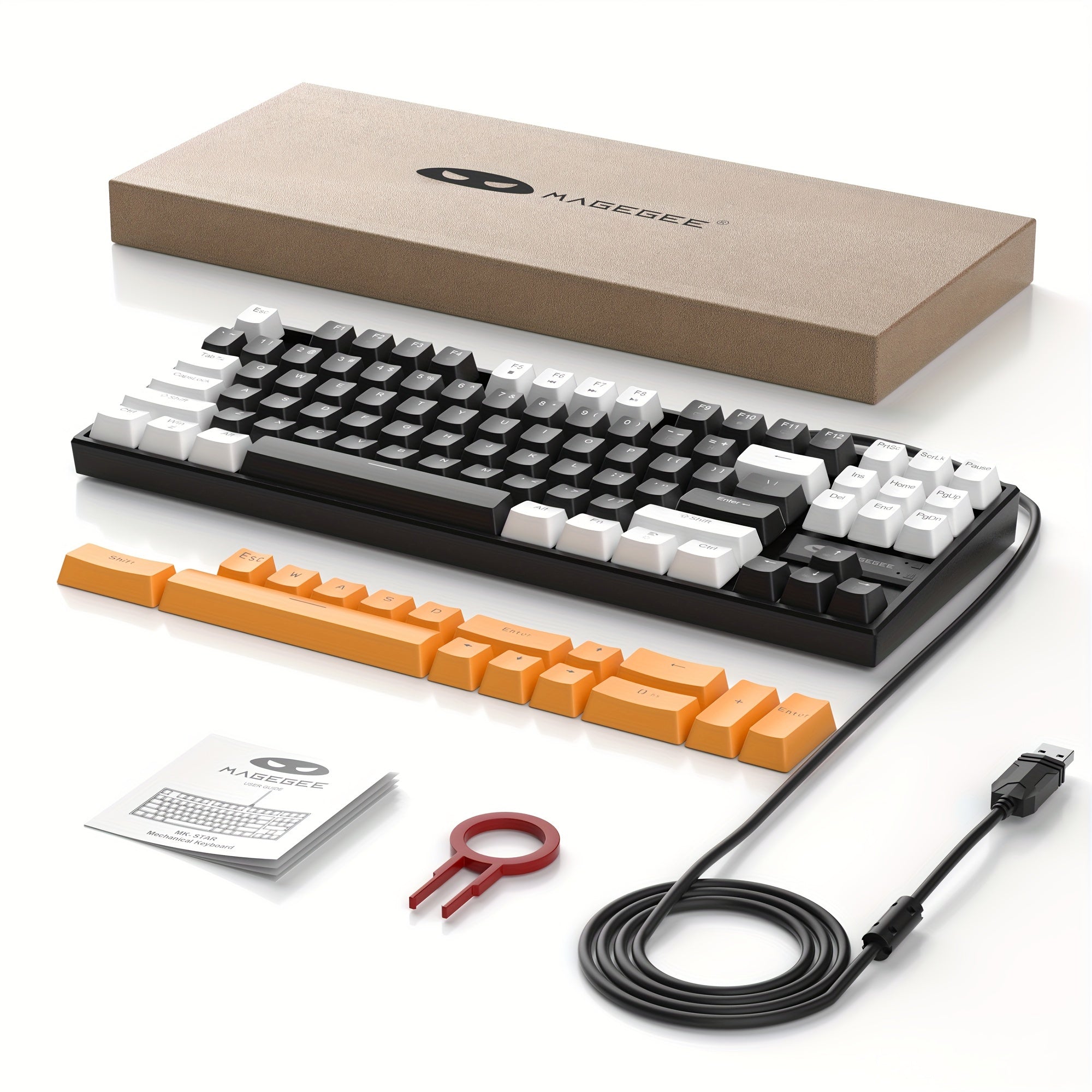 87-Key Mechanical Gaming Keyboard Backlit Wired Ergonomic Black and Blue