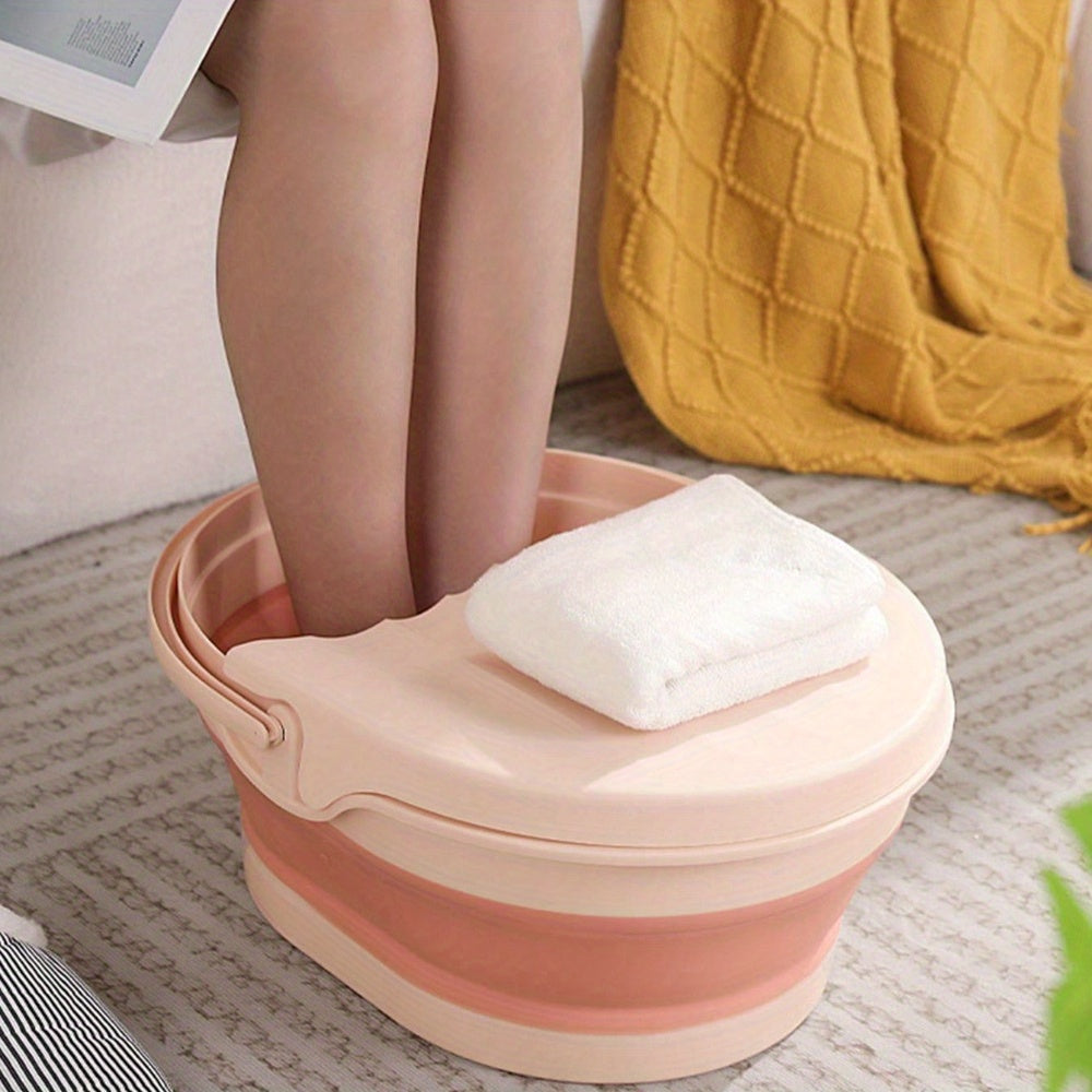 Qopqoq bilan portativ, egiluvchan oyoq vannasi chelak, mustahkam plastik, ergonomik tutqichlar va uy spa, dam olish va sayohat uchun sirpanmaydigan asos. Elektr energiyasi talab qilinmaydi.