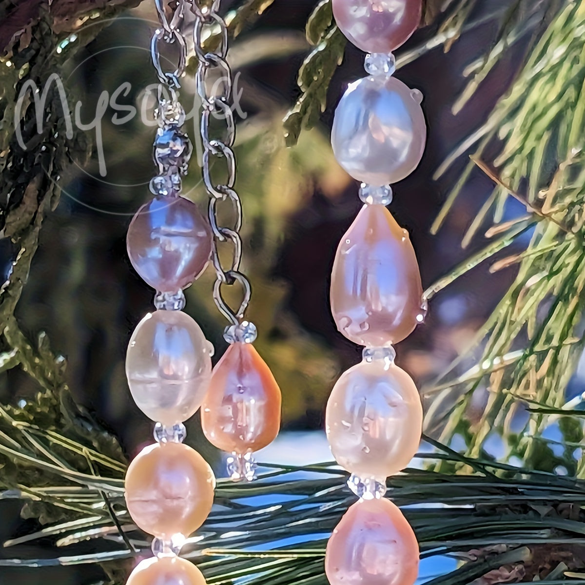 Vintage uslubdagi uzuk toza suv marjonlari bilan 9-10mm oq va pushti barokko zargarlik buyumlari