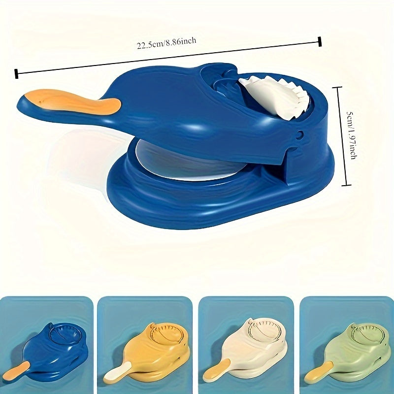 Dumpling Maker Kit Blue and Yellow 2-in-1 Manual Press for Homemade Dumplings