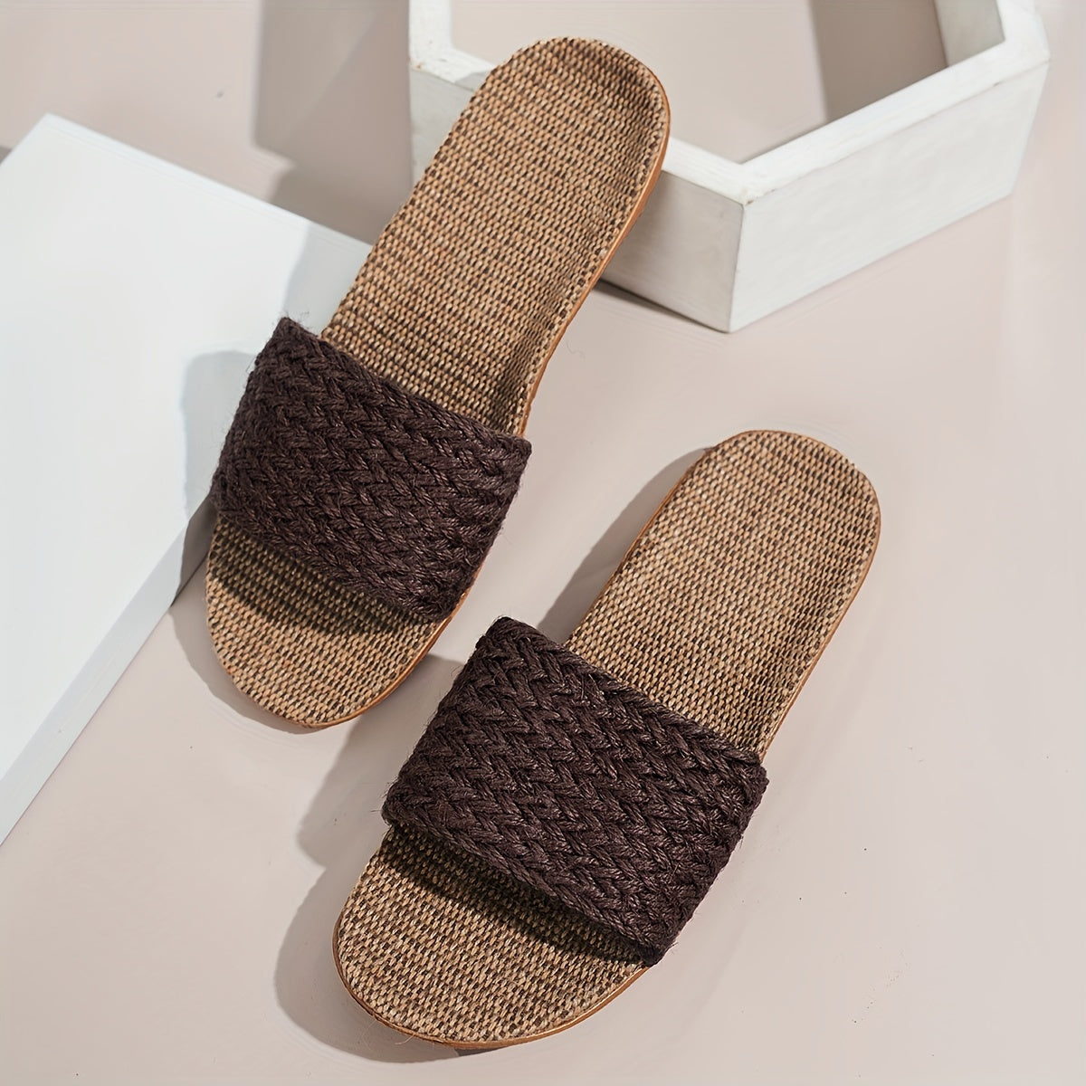Women's Jute Straw Slip-On Sandals with Adjustable Back Strap for Summer