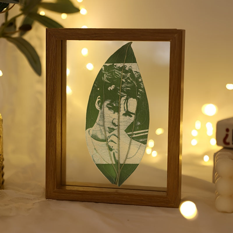 Индивидуальная рамка для одного портрета листа - персонализированный подарок-арт для пар, дня рождения, юбилея, свадьбы, Дня святого Валентина - деревянная рамка для взрослых от 14 лет и старше - уникальный и высококачественный художественный сувенир