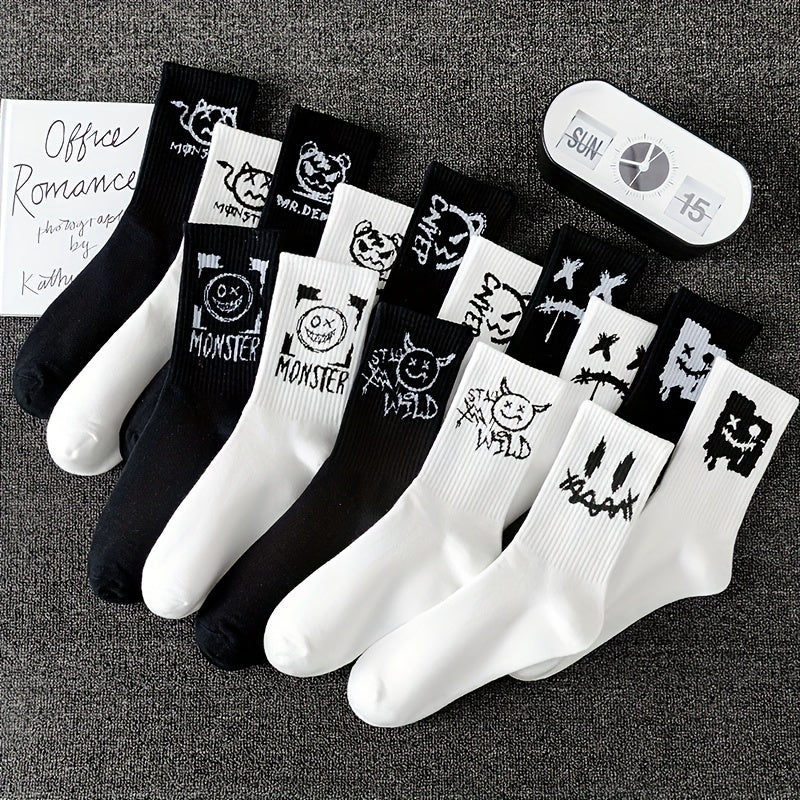 Unisex Skateboard Socks 10 Pairs Breathable Sweat-Absorbent Athletic Casual Outdoor