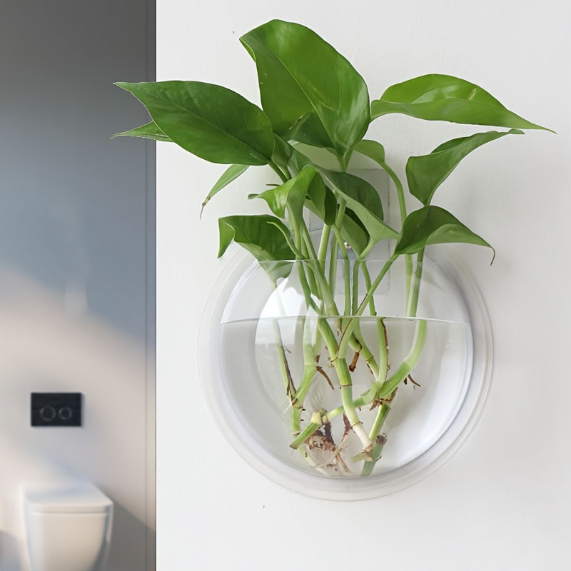 Round Geometric Plastic Wall Hanging Vase with Plant Stand Indoor Outdoor Decor