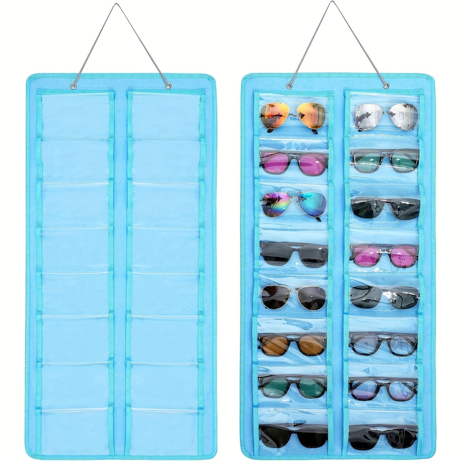 16-Slot Glasses Organizer Wall Pocket Dust-Proof Hanging Storage for Women Accessories