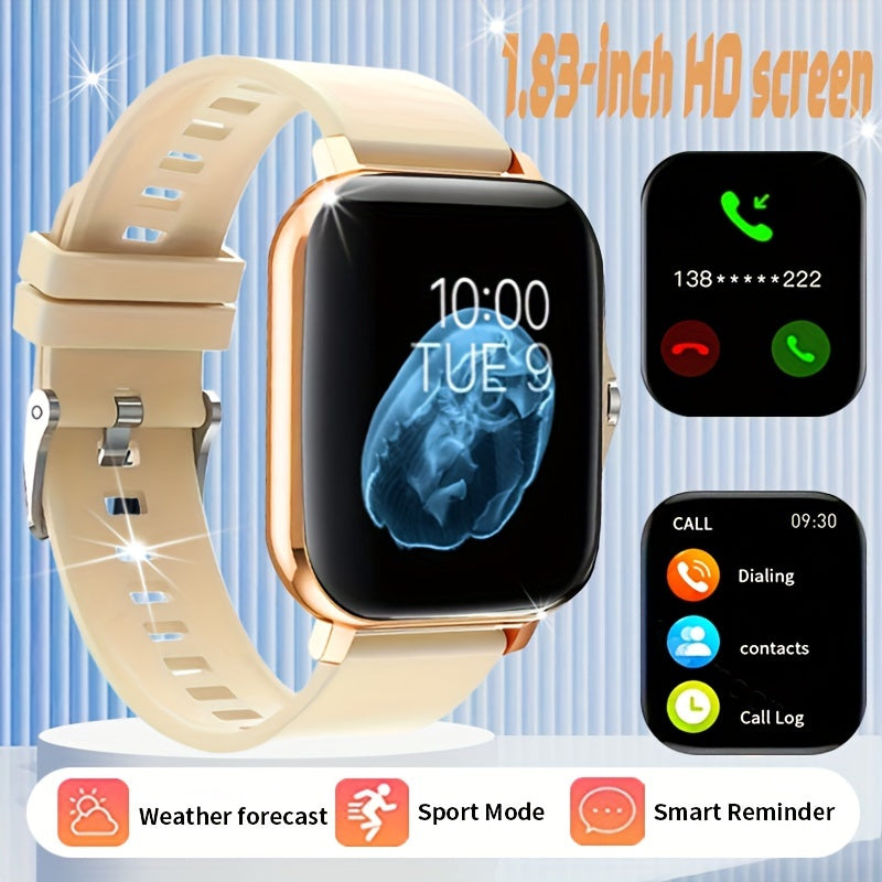 Men Women Alloy Smartwatch 1.83-Inch Touch Screen Sports Watch with Notifications