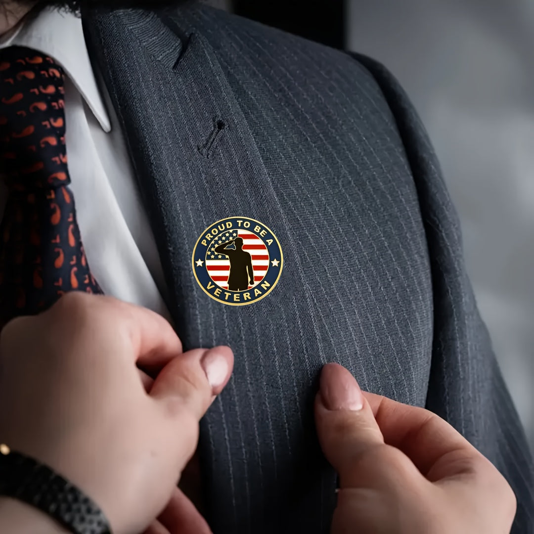 Set of 10 Vintage Alloy Round Veteran Memorial Lapel Pins for Women