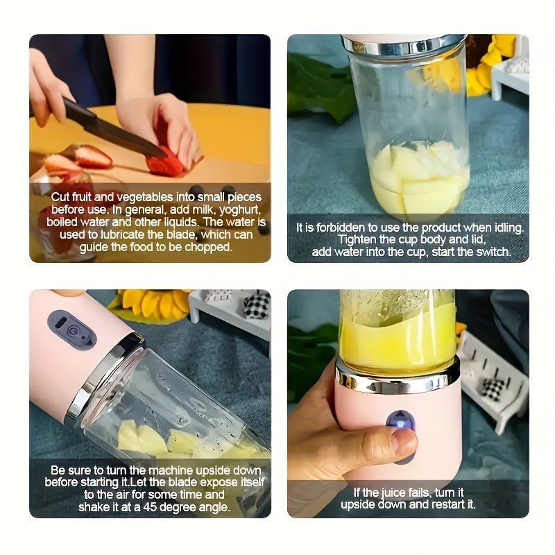 Portable Juicer Cup Rechargeable USB Powered 1500mAh Battery for Travel