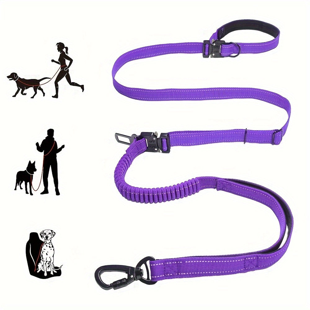 6-in-1 Hands-Free Dog Leash for Medium to Large Dogs 3.05m Striped Polyester Shock Absorbing Bungee