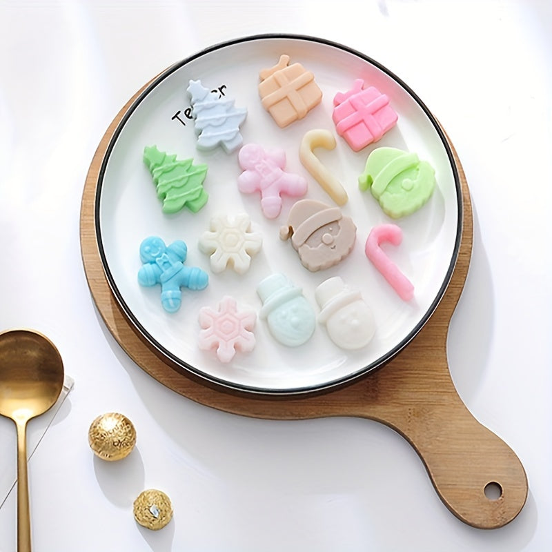 Rojdestvo shokolad shakli 3D silikoni 14 bo'lakli tort va puding shakli