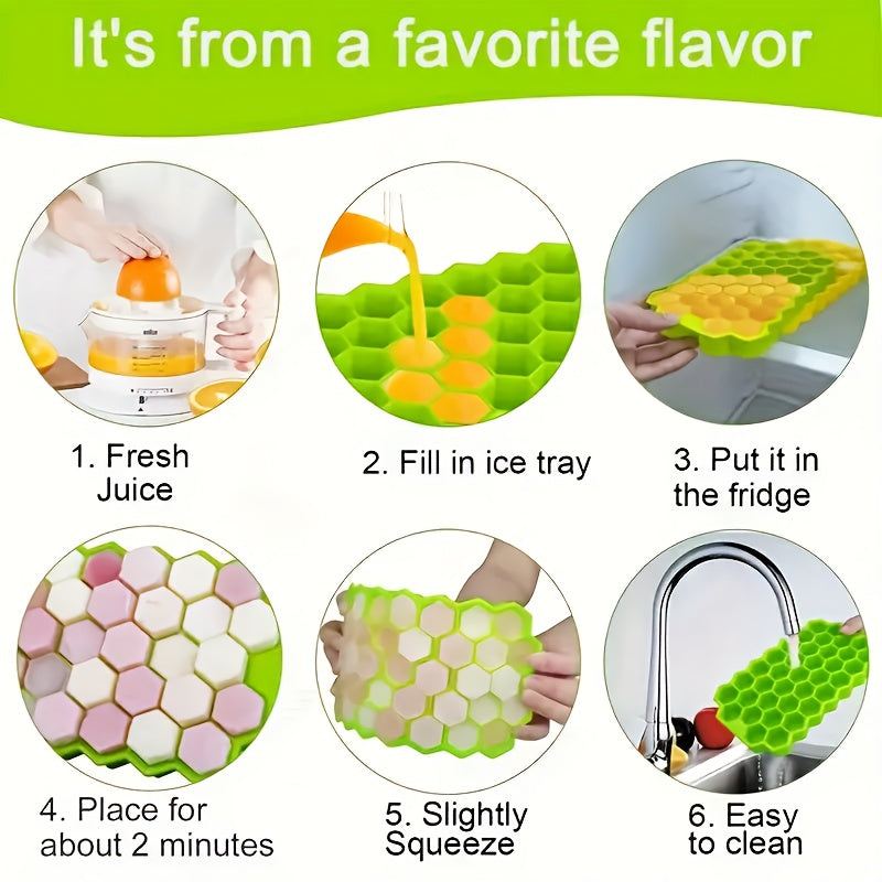 Silicone Ice Cube Tray with Lid 37-Grid Flexible Ice Maker for Drinks