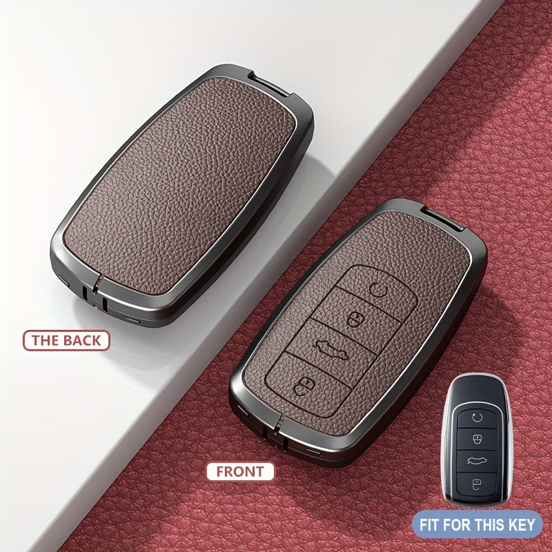 Universal TPU Car Key Cover Protector Red Textured Zinc Alloy Shell