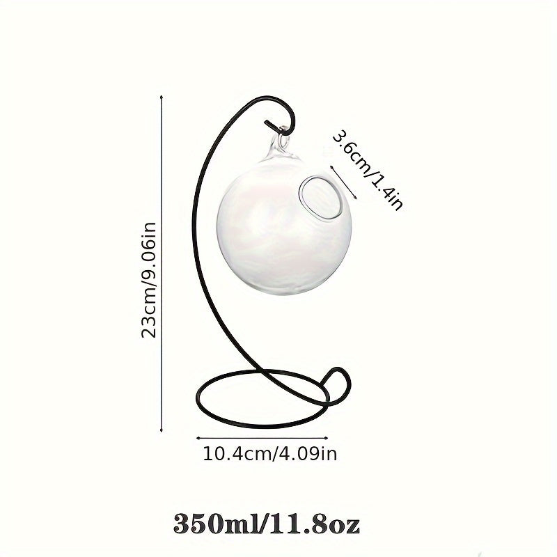 Hanging Cocktail Glass with Iron Stand 11.8oz Reusable BPA-Free Clear Drinkware