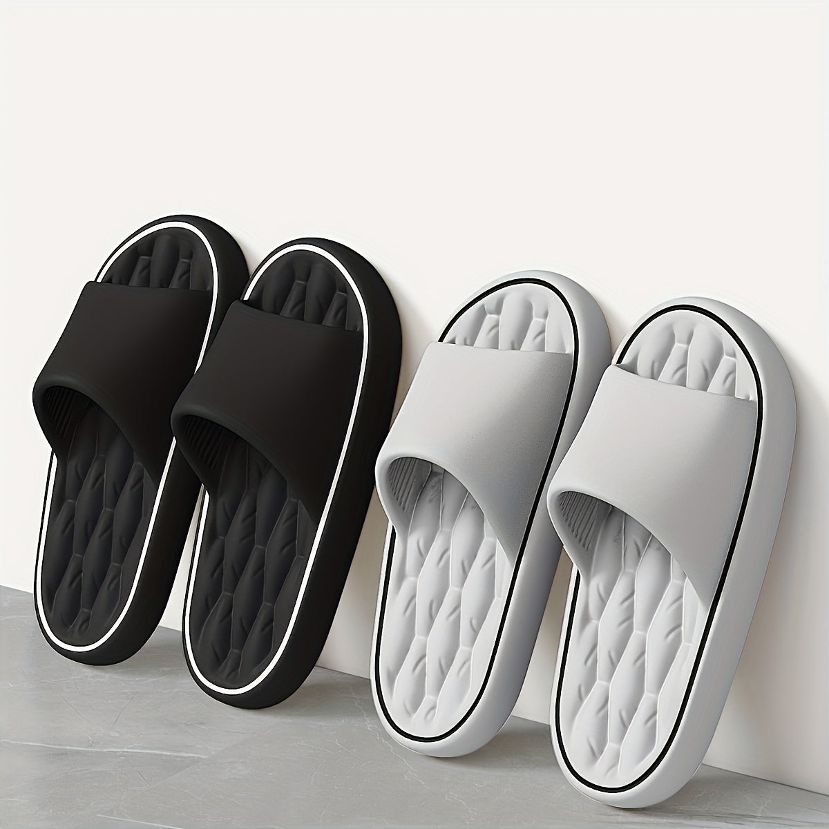 Women's EVA Slip-On Slippers Non-Slip Cushioned Indoor Outdoor Beige Black White