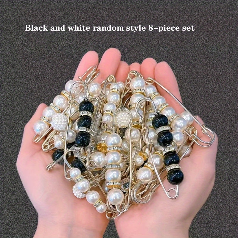 Set of 20 Artificial Pearl Brooches for Women with Sweater Clips, Waist Extenders, Safety Pins, Dress Decorations