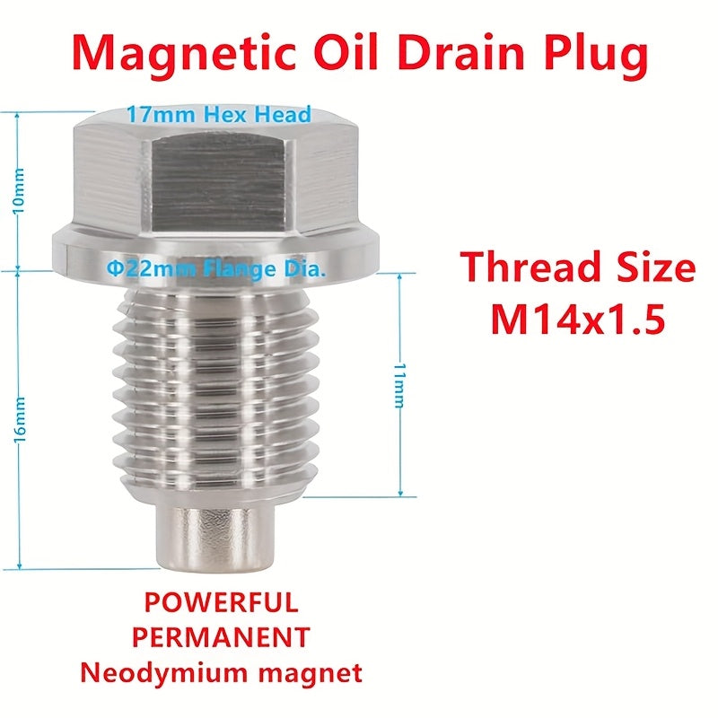 Magnetic Stainless Steel Oil Drain Plug with Red Copper Washer Gasket Replacement