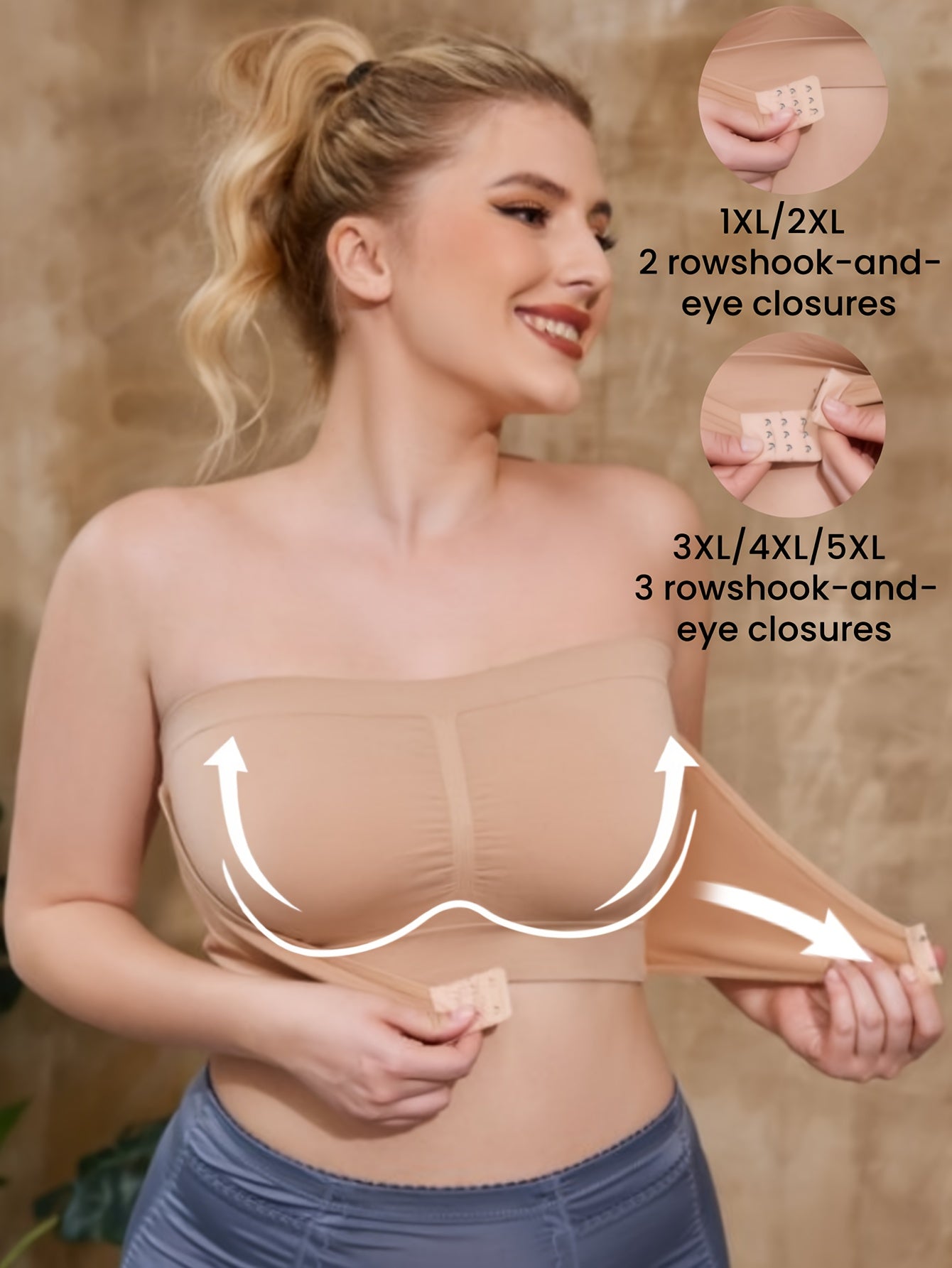 Women's Plus Size Strapless Sports Bra Adjustable Seamless Breathable 4 Pack