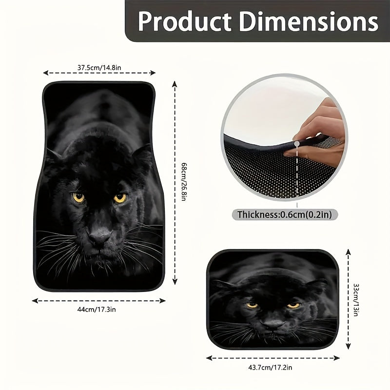 Black Panther Car Floor Mats Set of 4 Waterproof Non-Slip All-Weather Polyester Universal Fit