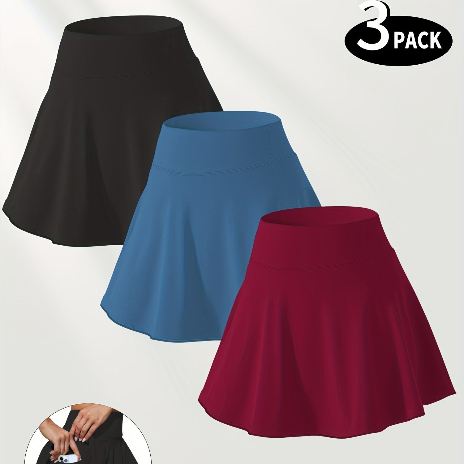 Plus Size Tennis Skort With Pockets Set For Spring Summer