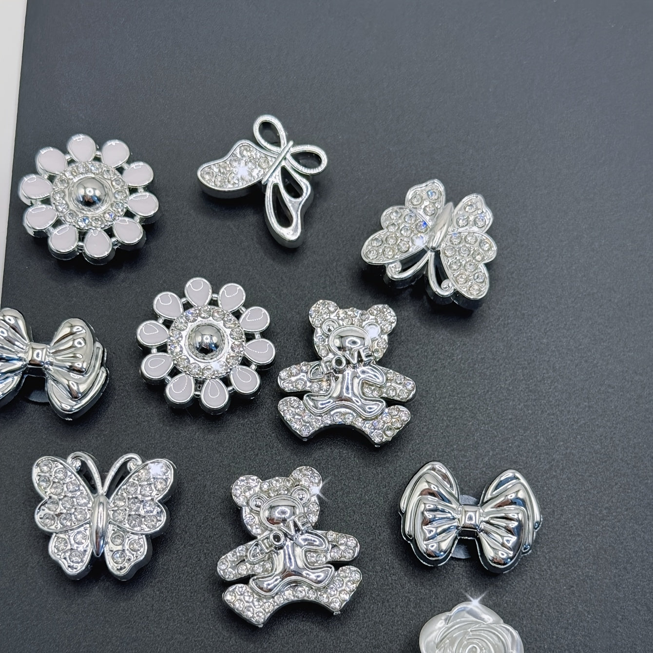 Женские украшения для обуви с rhinestone в виде медведя, цветка и бабочки, 18 шт., аксессуары