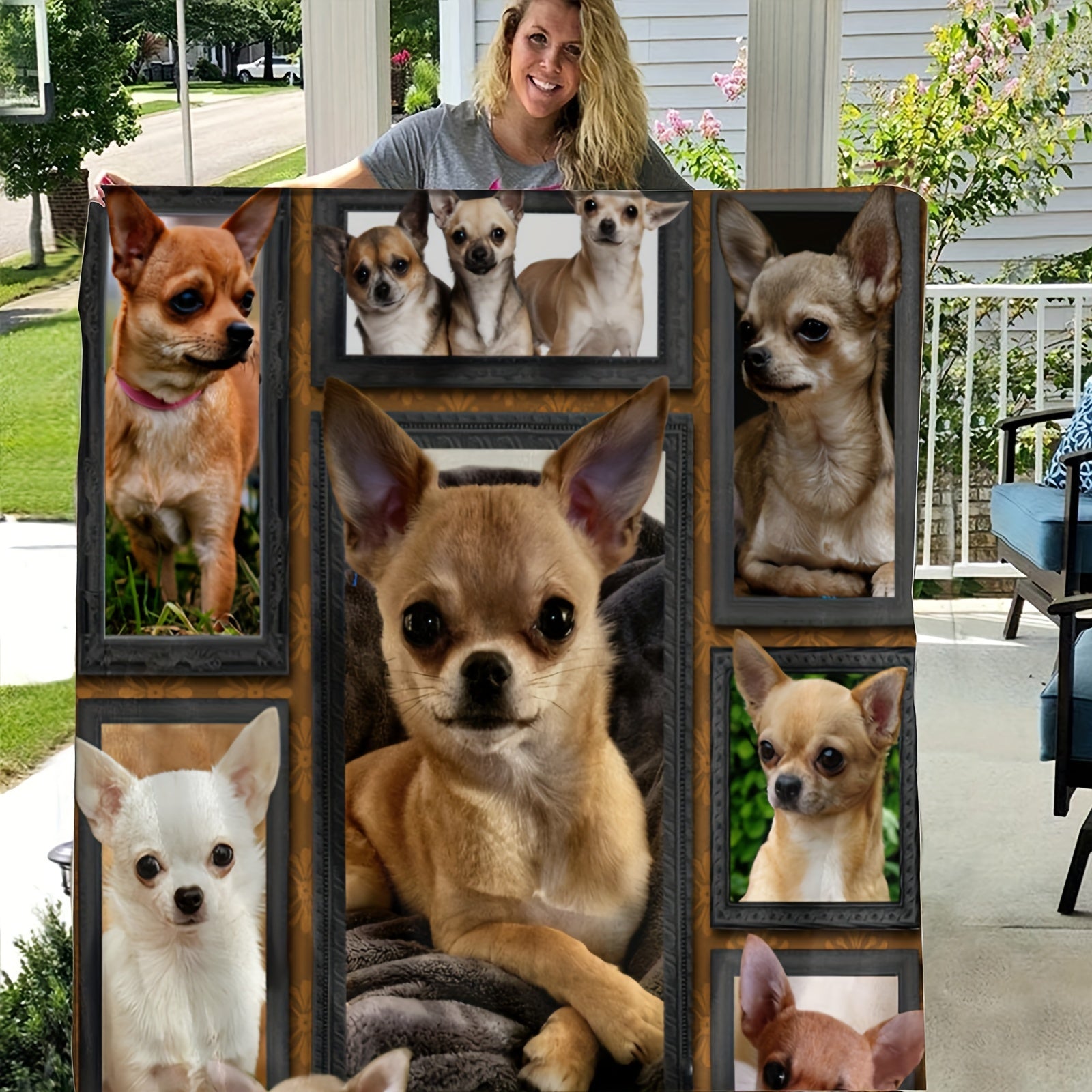 Chihuahua Dog Print Flannel Blanket Soft Warm Throw for Couch Bed Camping