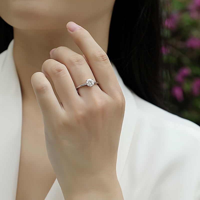 Moissanite Ring 1.0 Carat Sterling Silver Wedding Engagement Jewelry for Women