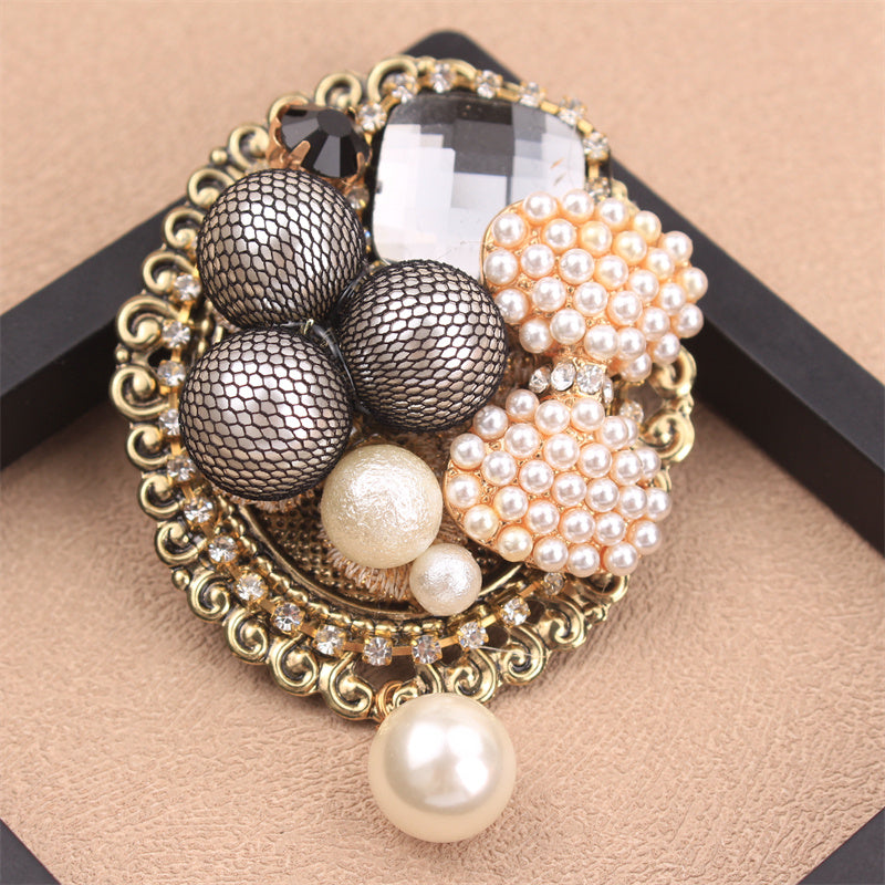 Rhinestone Baroque Bow Brooch for Clothing Bags Hats Elegant Jewelry