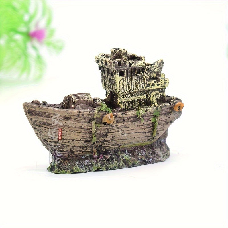 Mini Resin Pirate Ship Aquarium Decor Sinking Boat for Fish Tank