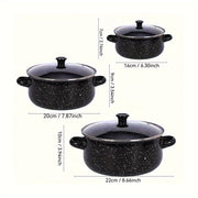 Enamel Cookware Set Non-Stick Soup and Stew Pot Gas Stove Compatible Easy to Clean