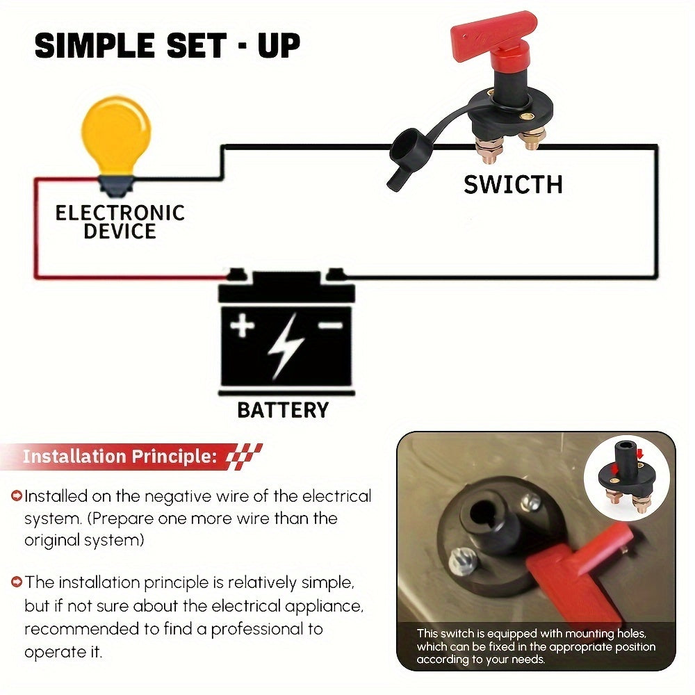 Car Battery Disconnect Isolator Switch Brass Contact Plastic 36V Main Switch
