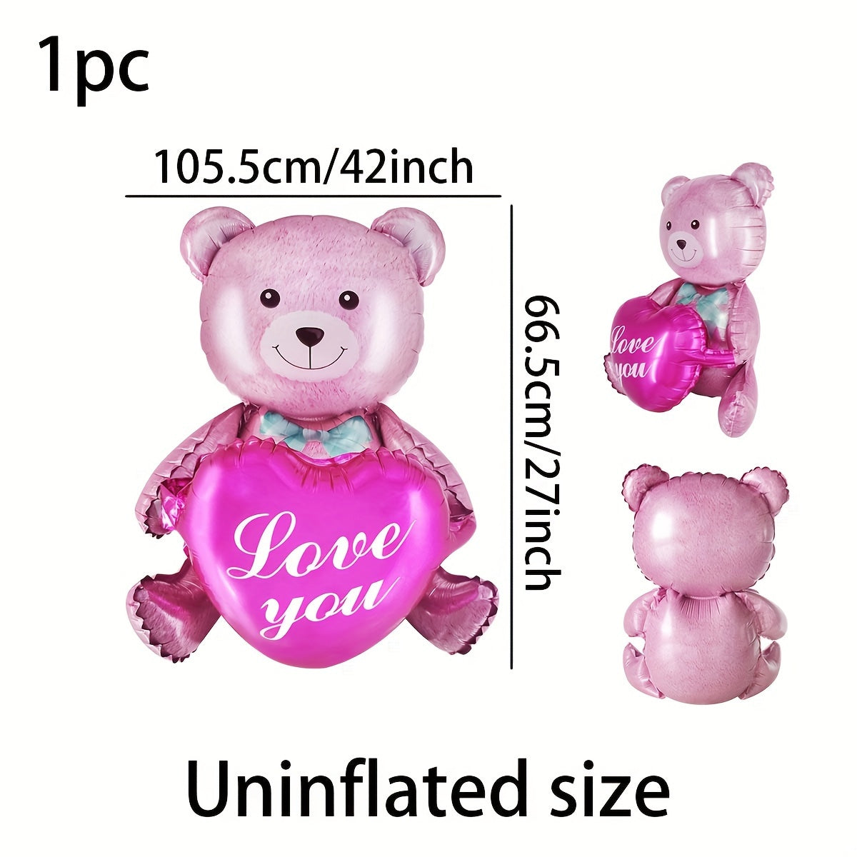 27-Inch Valentine's Day Teddy Bear and Heart Balloon Gift for All Ages