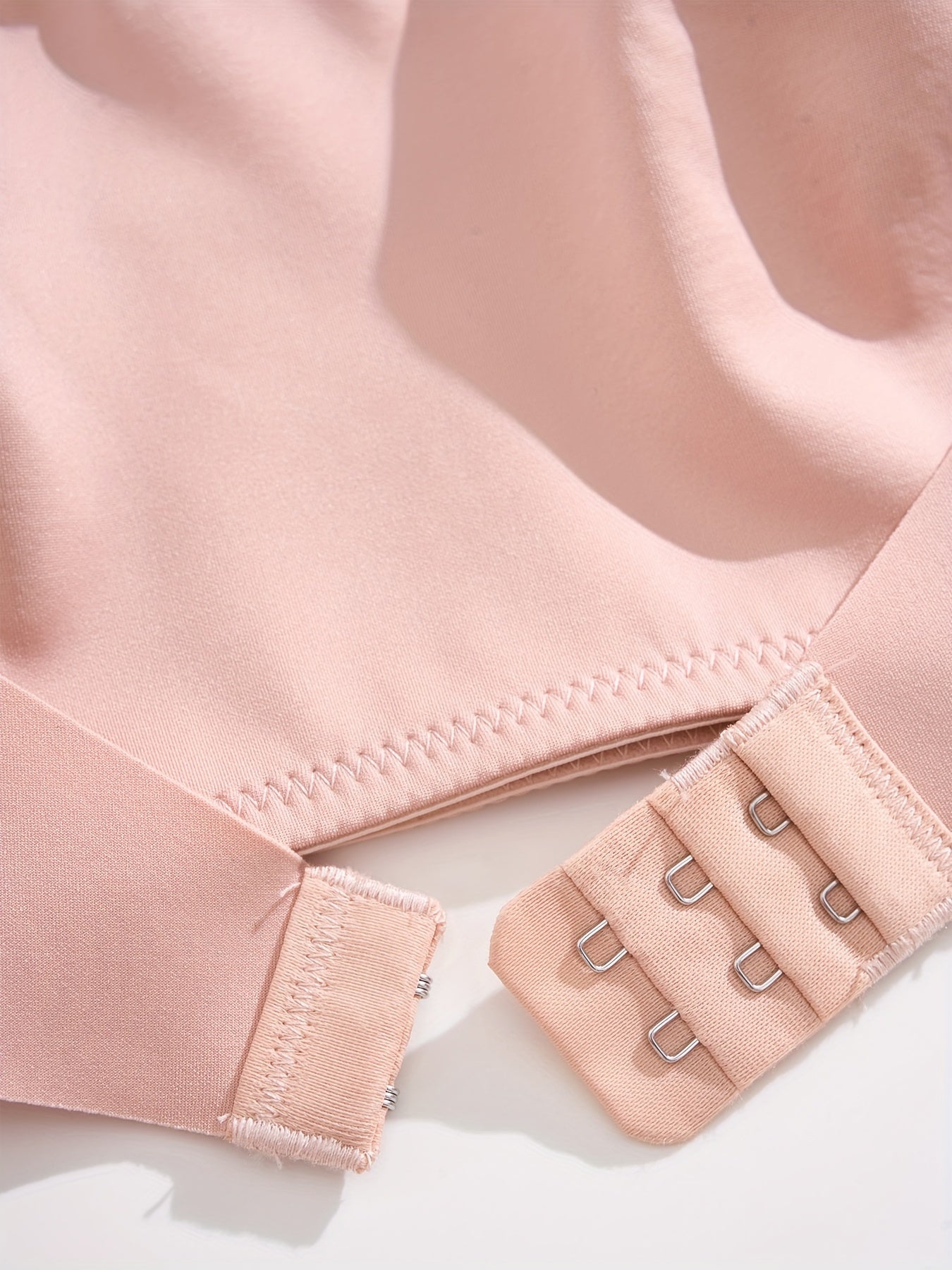 Light Pink Wireless Bralette with Front Closure Non-Slip Grip Breathable Nylon Elastane