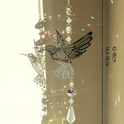 Metal Wall Decor Sun Catcher with Hummingbird Design for Windows Garden Yard or Room
