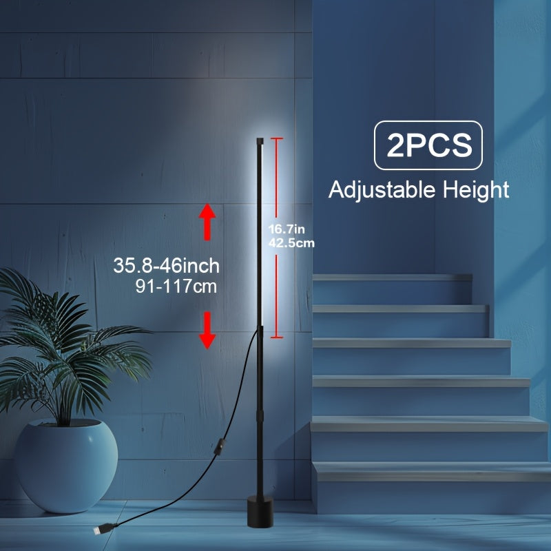 Adjustable Nordic Style LED Corner Floor Lamp with USB Power Black for Living Room Bedroom Gaming Room