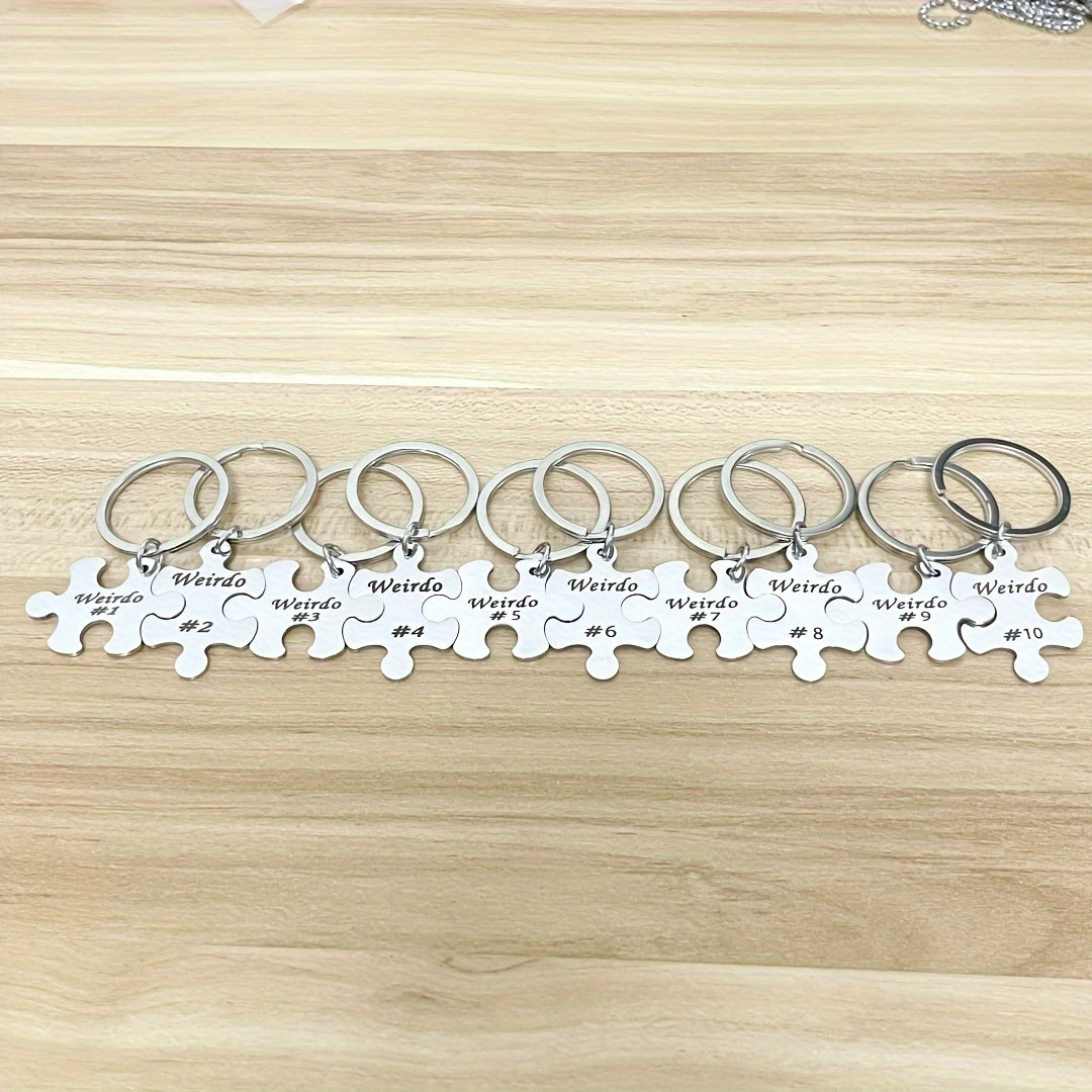 Set of 5-10 Engraved Stainless Steel Best Friends Puzzle Keychains for Graduation Christmas