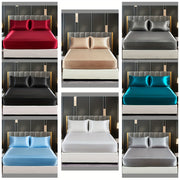 Satin Solid Color Fitted Sheet Luxuriously Soft Bedding for Bedroom and Guest Room