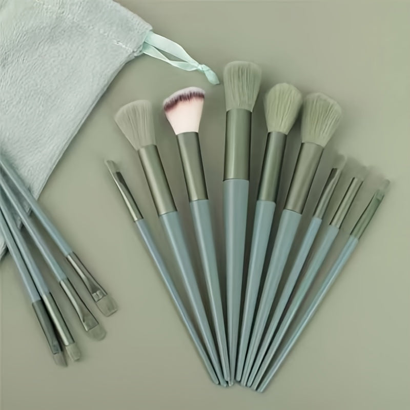 Women 13pc Makeup Brush Set Synthetic Bristles Travel Pouch All Skin Types