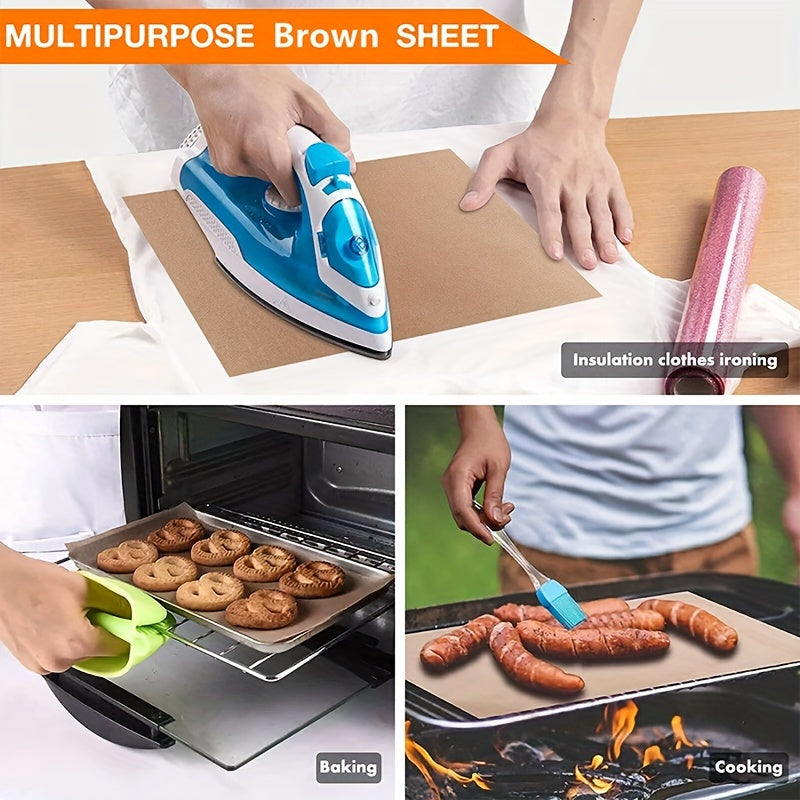 Set of 3 PTFE Non-Stick Heat Transfer and Cooking Mats for Grilling and Ironing